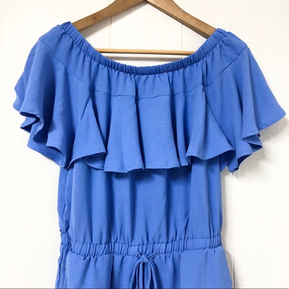 Vera Moda Blue Off the Shoulder Romper NWT - Picture 2 of 6